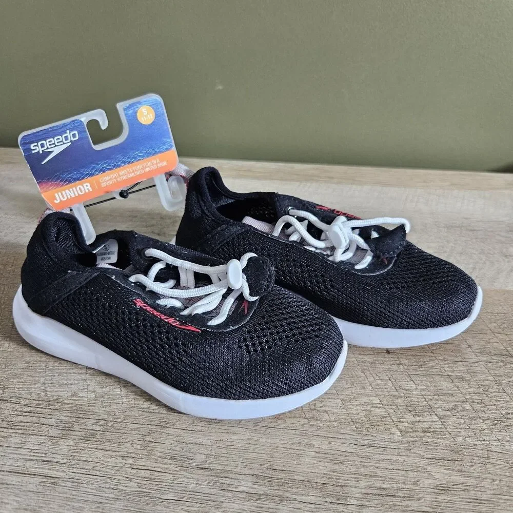 Speedo Surfwalker Pro Water Shoes Boys Swim Shoes Black Sz Sm 11-12 Junior NWT